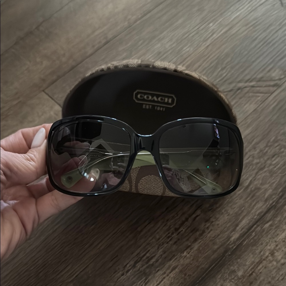 Coach Black Oversized Sunglasses with Gradient Lenses